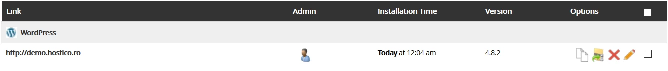 Lista aplicatiilor prin Softaculous