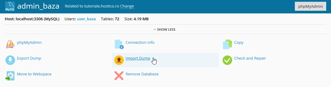 Import Dump Plesk