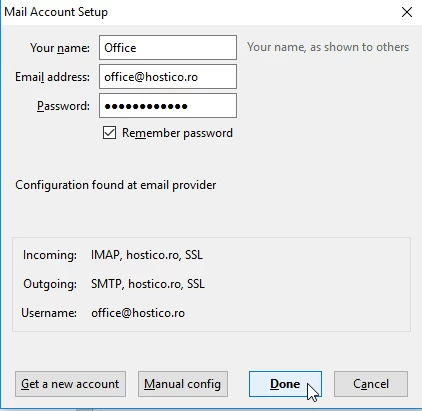 Finalizare configurare automat e-mail