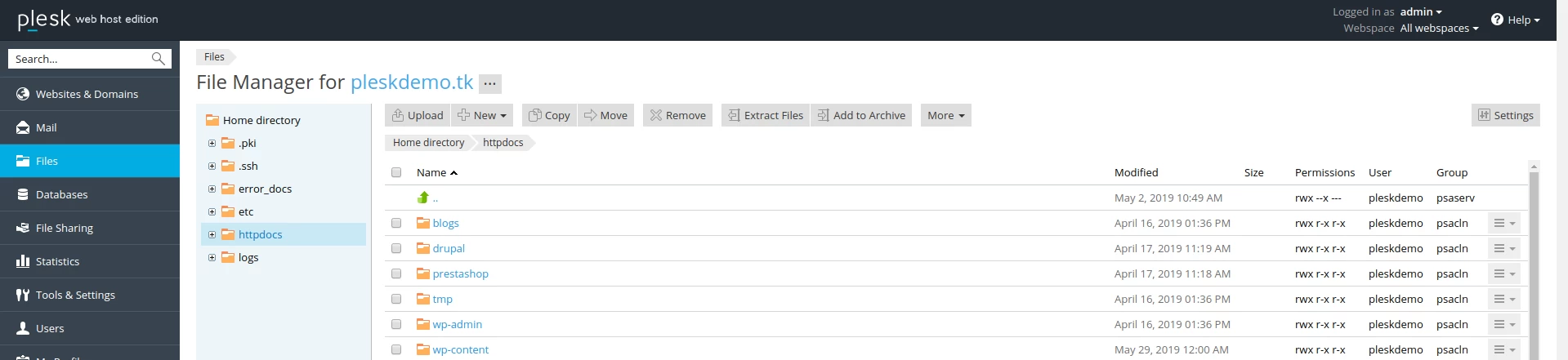 Plesk File Manager