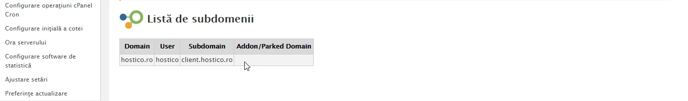 Prezentare lista subdomenii