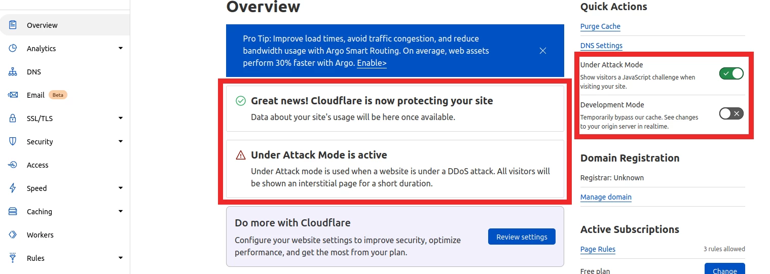 Hyökkäysmode aktiivinen ilmoitus